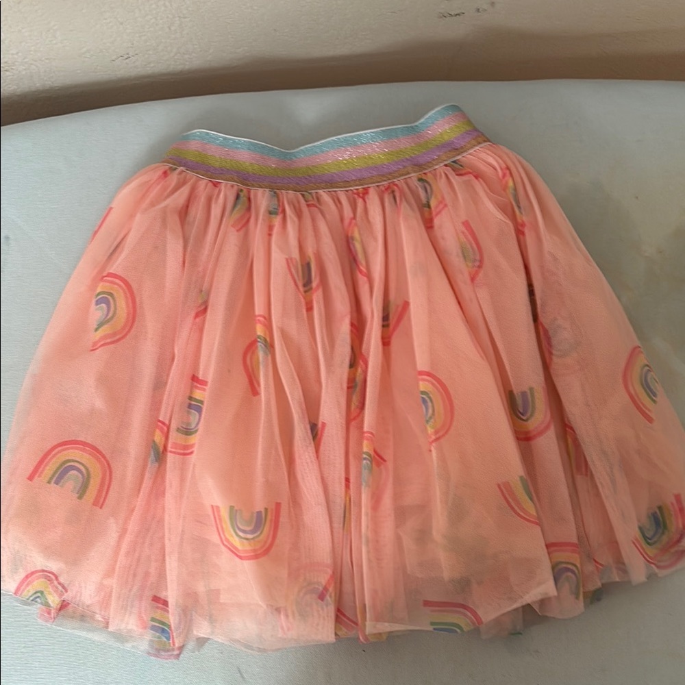Lola + the boys Pink Tulle Skirt with Raibow
